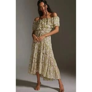 MISA Los Angeles Off-The-Shoulder Ruffle Midi Dress